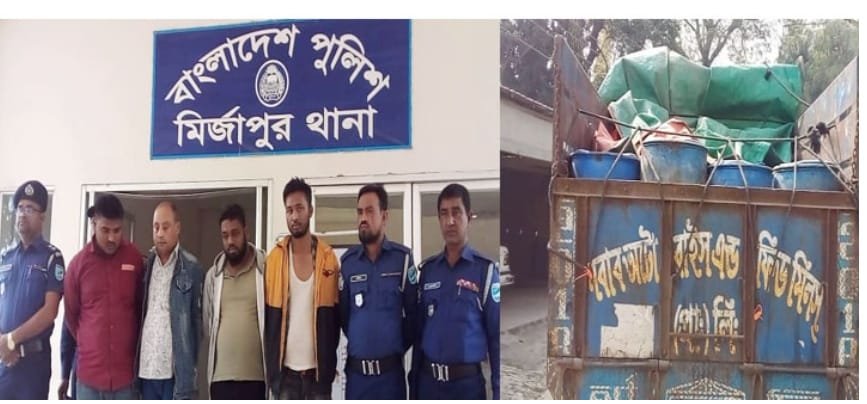 চট্রগ্রাম থেকে ছিনতাই হওয়া সয়াবিন তেল ভর্তি ট্রাক টাঙ্গাইলের মির্জাপুরে উদ্ধার হয়েছে। উদ্ধার হওয়া সয়াবিন তেলের মুল্য প্রায় ২০ লাখ টাকা বলে পুলিশ জানিয়েছেন।